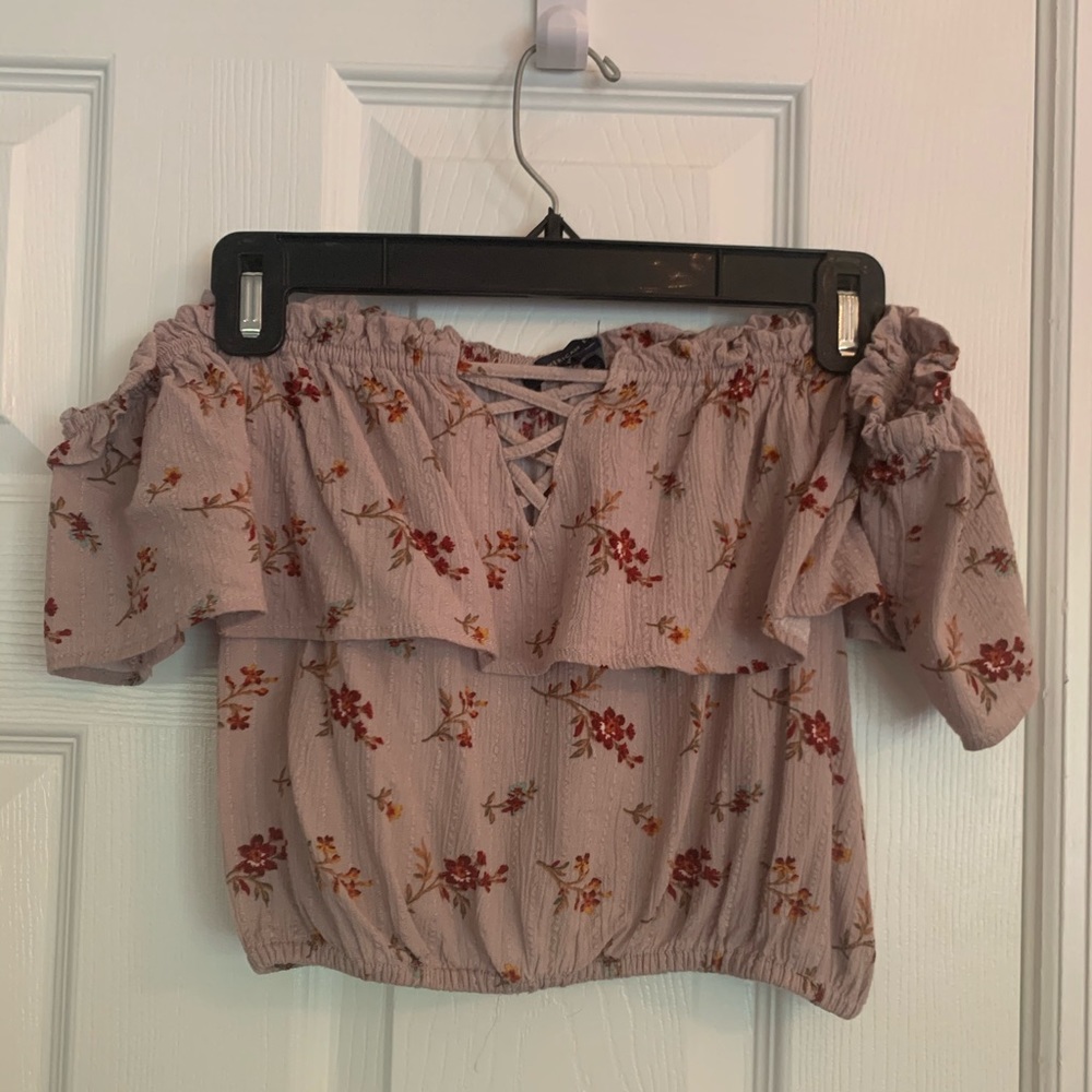 Off the shoulder floral crop top
